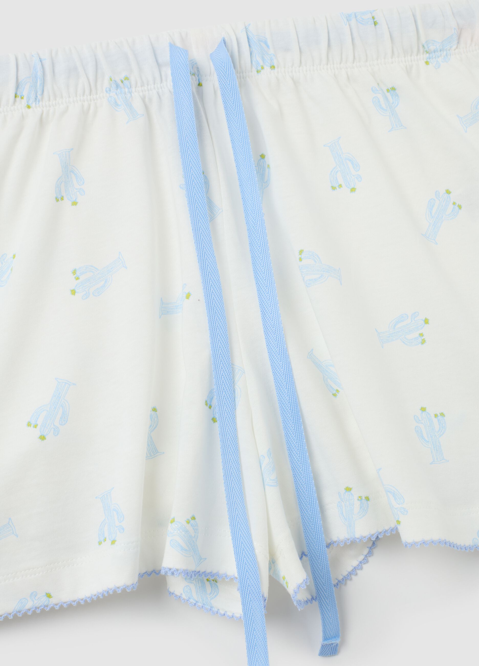 Completo pigiama da donna in puro cotone bianco