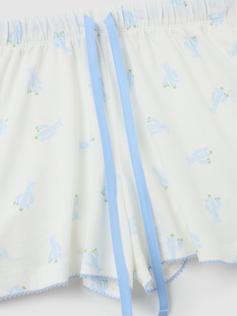 Completo pigiama da donna in puro cotone bianco_5