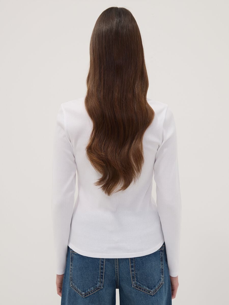 T-shirt bianca in puro cotone a maniche lunghe_3