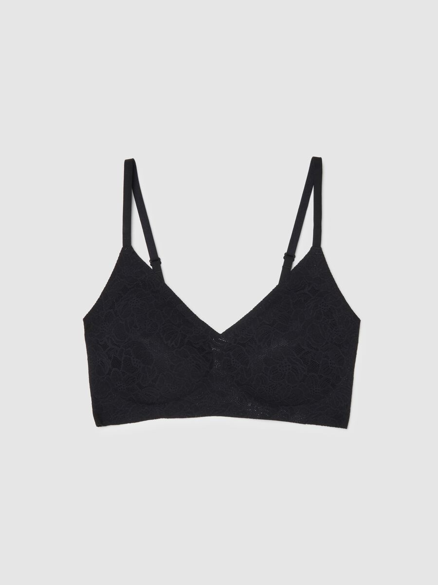 Black Lace Bra with Removable Padding_4