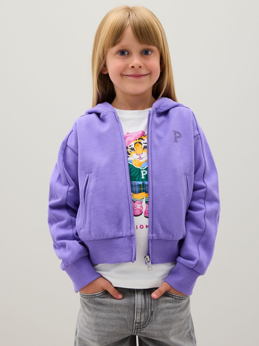 Girls' Regular Fit Purple Cotton Hoodie_0