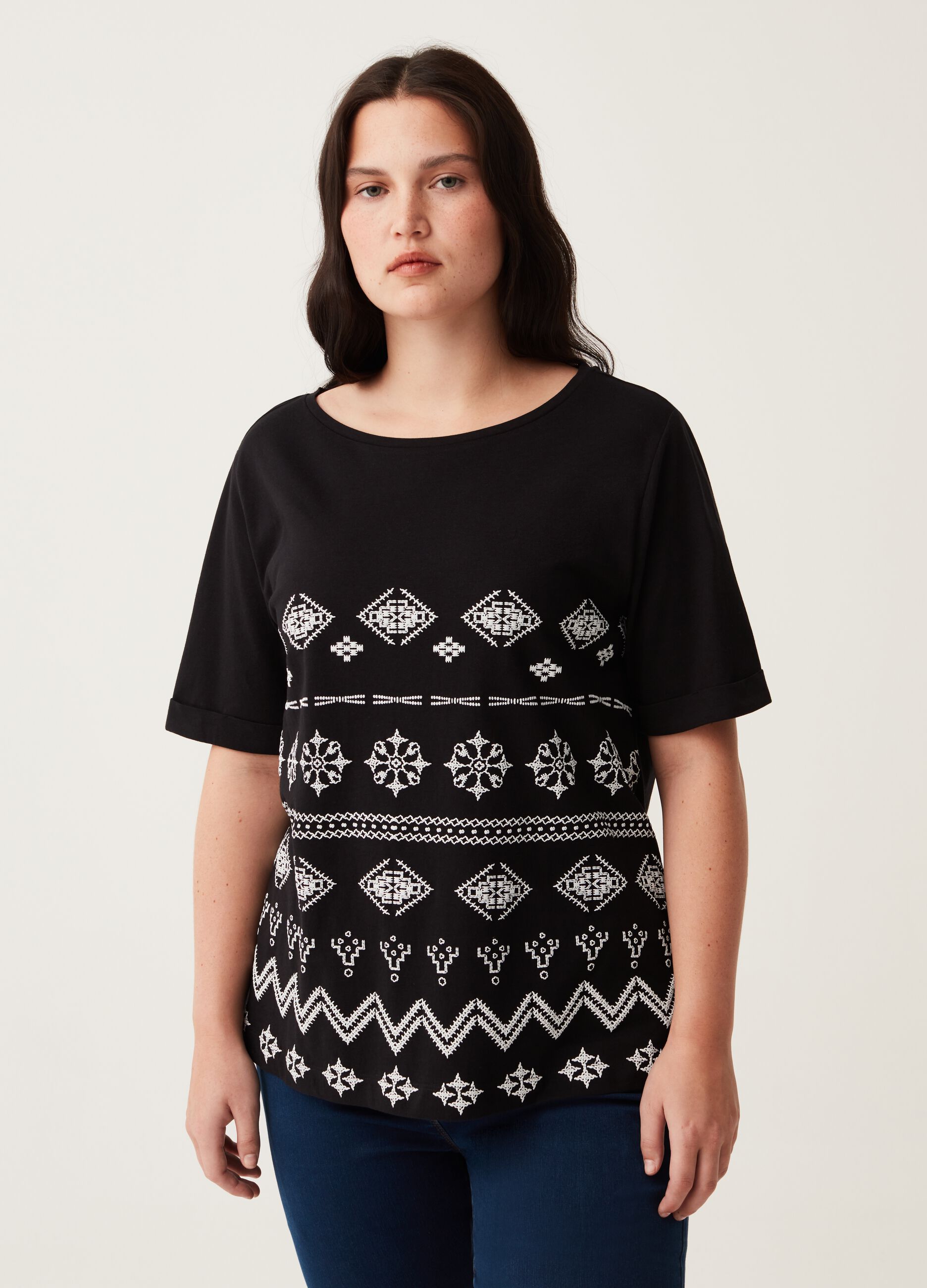 T-shirt con stampa etnica Curvy MYA_0
