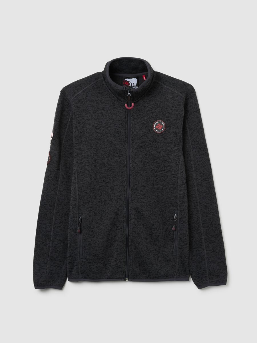 Heavy grey jacket with zip and Canada Trail logo_4