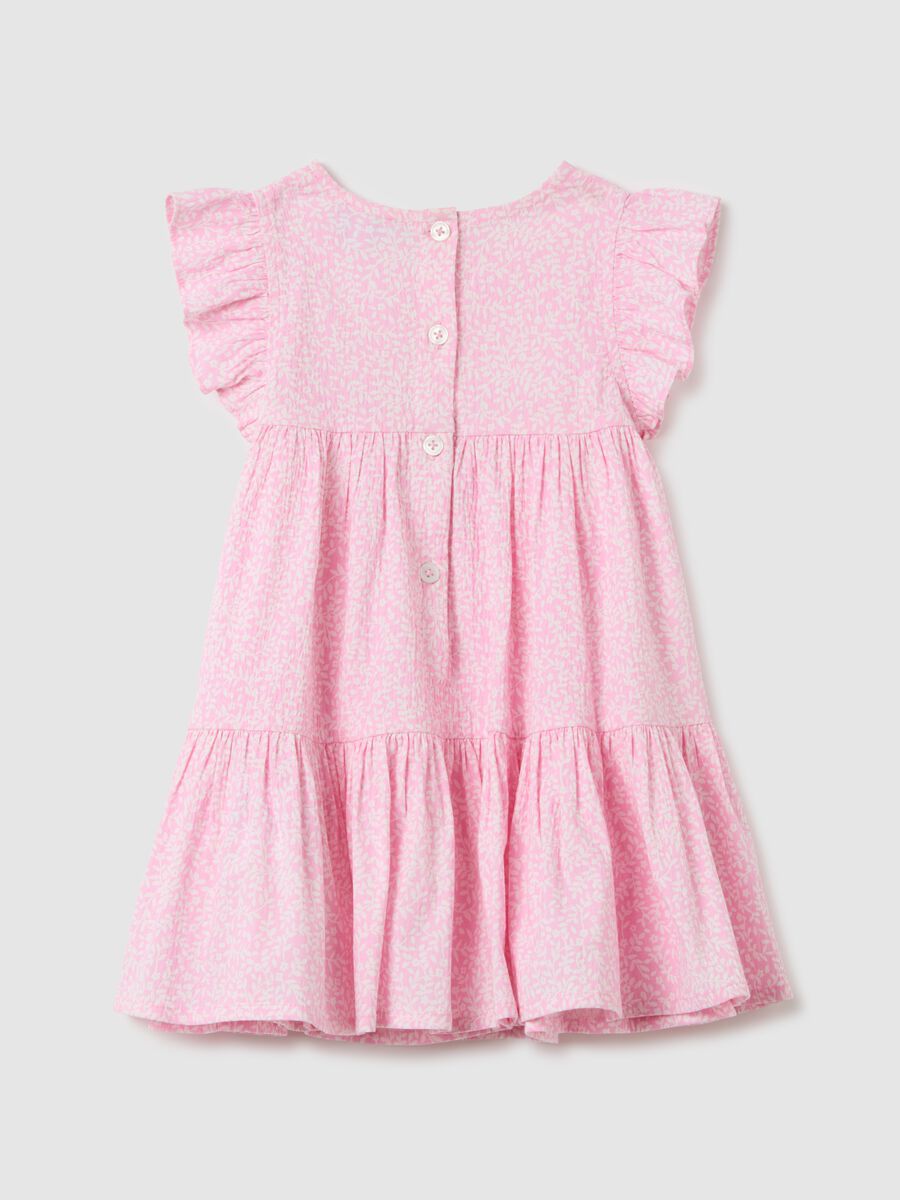 Pink regular fit cotton blend girl's dress_1
