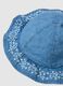 Blue denim pure cotton hat for babies with embroidered details_1