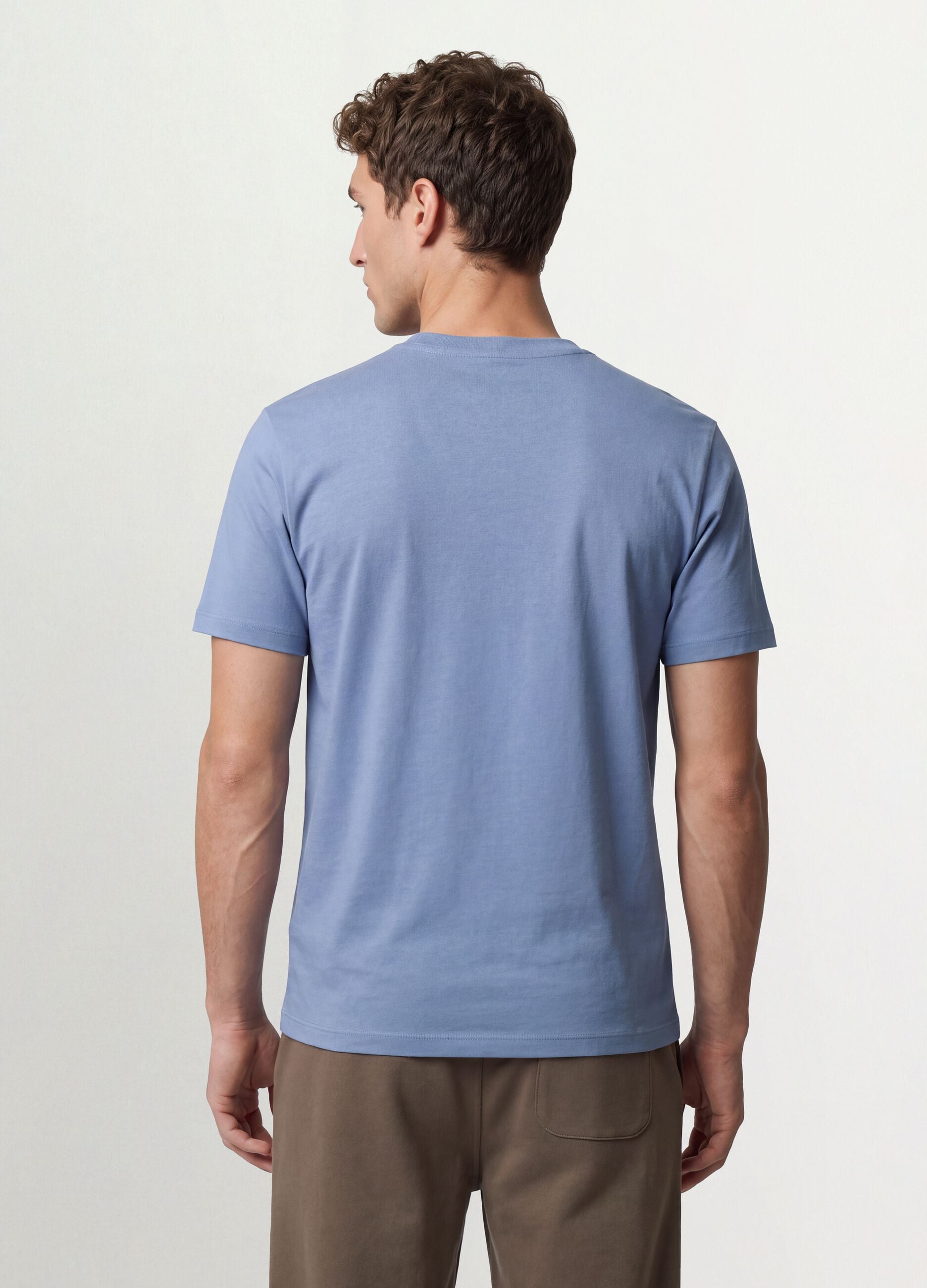 Blue regular-fit T-shirt in pure organic cotton jersey