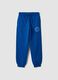 Blue cotton and viscose blend joggers with contrast print for boys_0