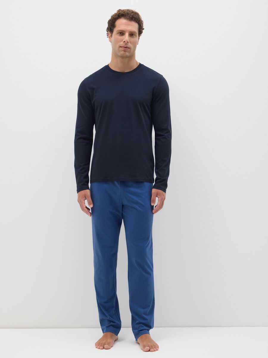 Blue pure cotton regular fit pyjamas_0