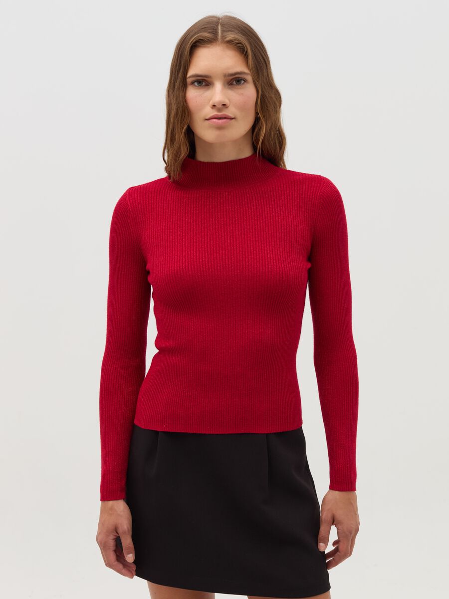 Pullover with high neck and lurex_0