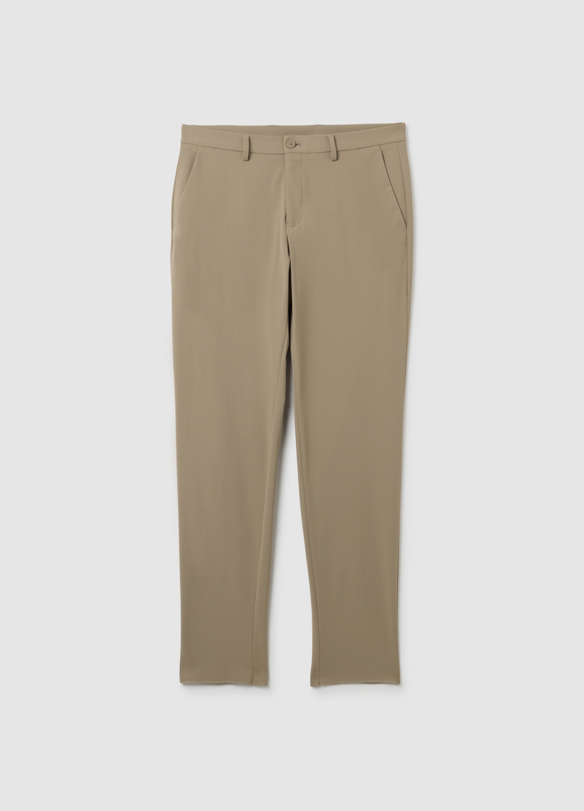 Beige slim fit trousers in stretch fabric