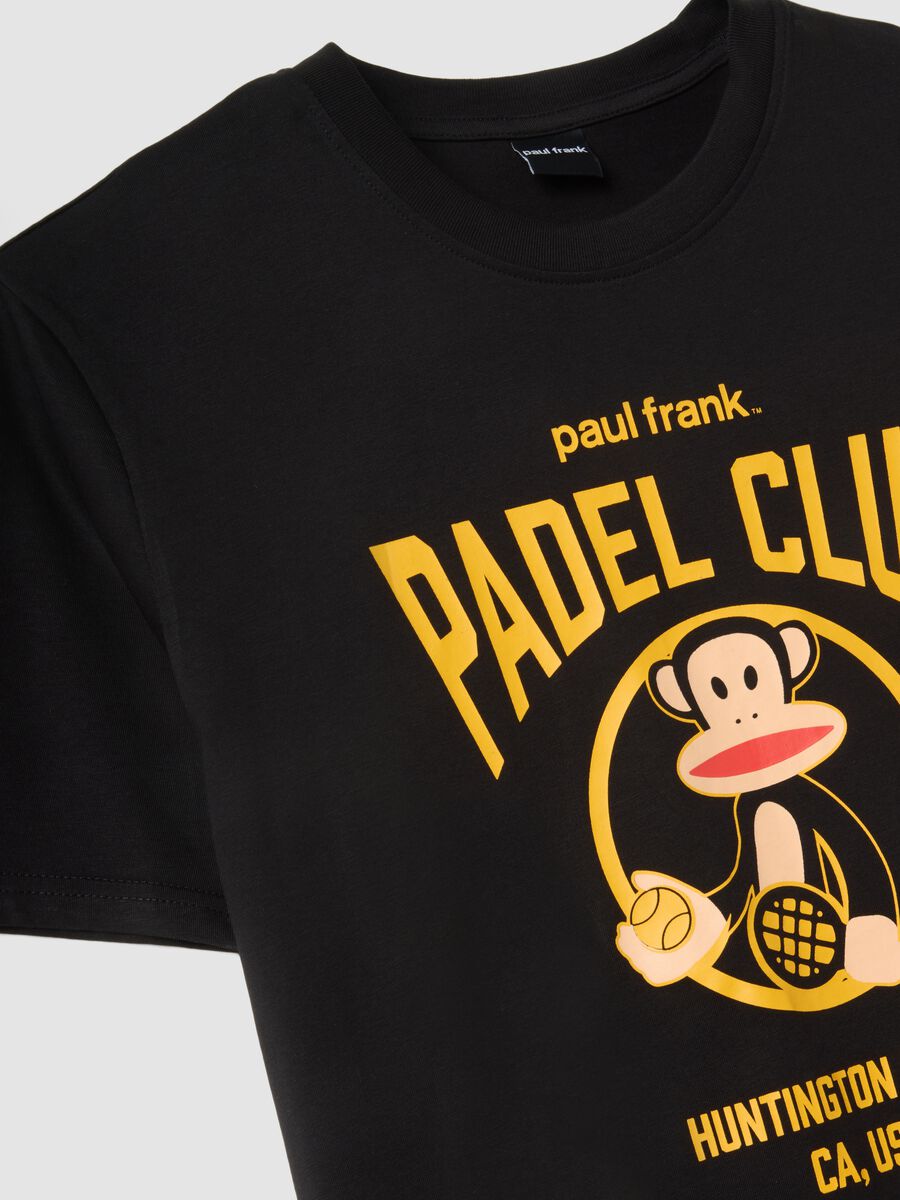 T-shirt nera con stampa in puro cotone regular fit_1