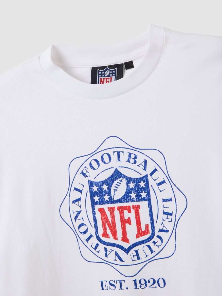 White Pure Cotton T-shirt with NFL logo_5