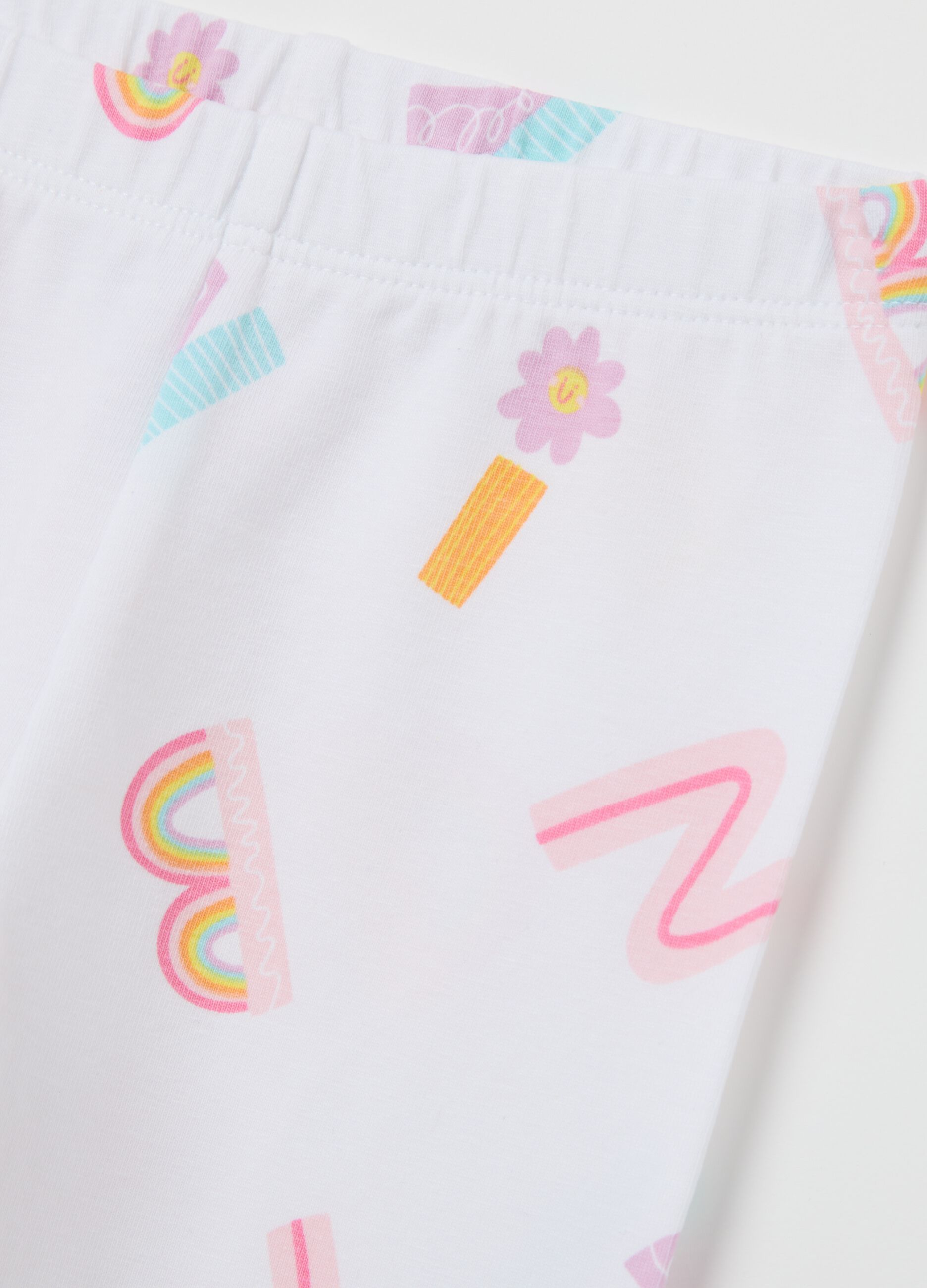 White stretch leggings with letters print