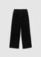 Regular fit black cotton and velvet blend trousers_0
