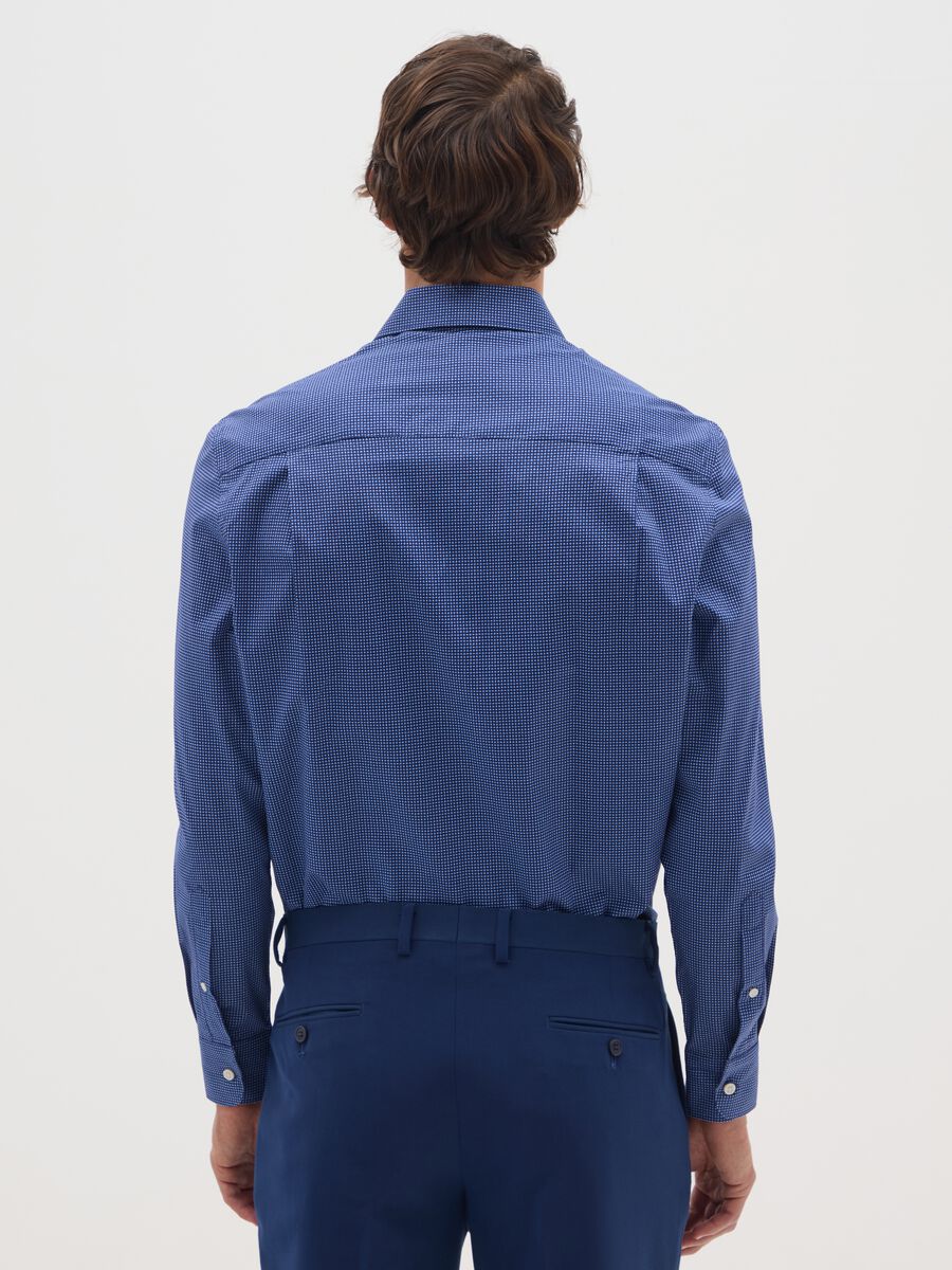 Blue Poplin Stretch Cotton Blend Shirt_2