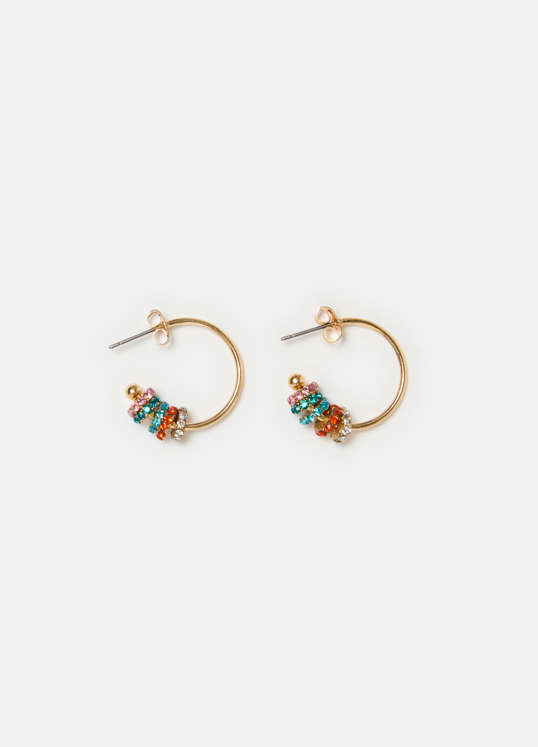 Semi-circle earrings with stones