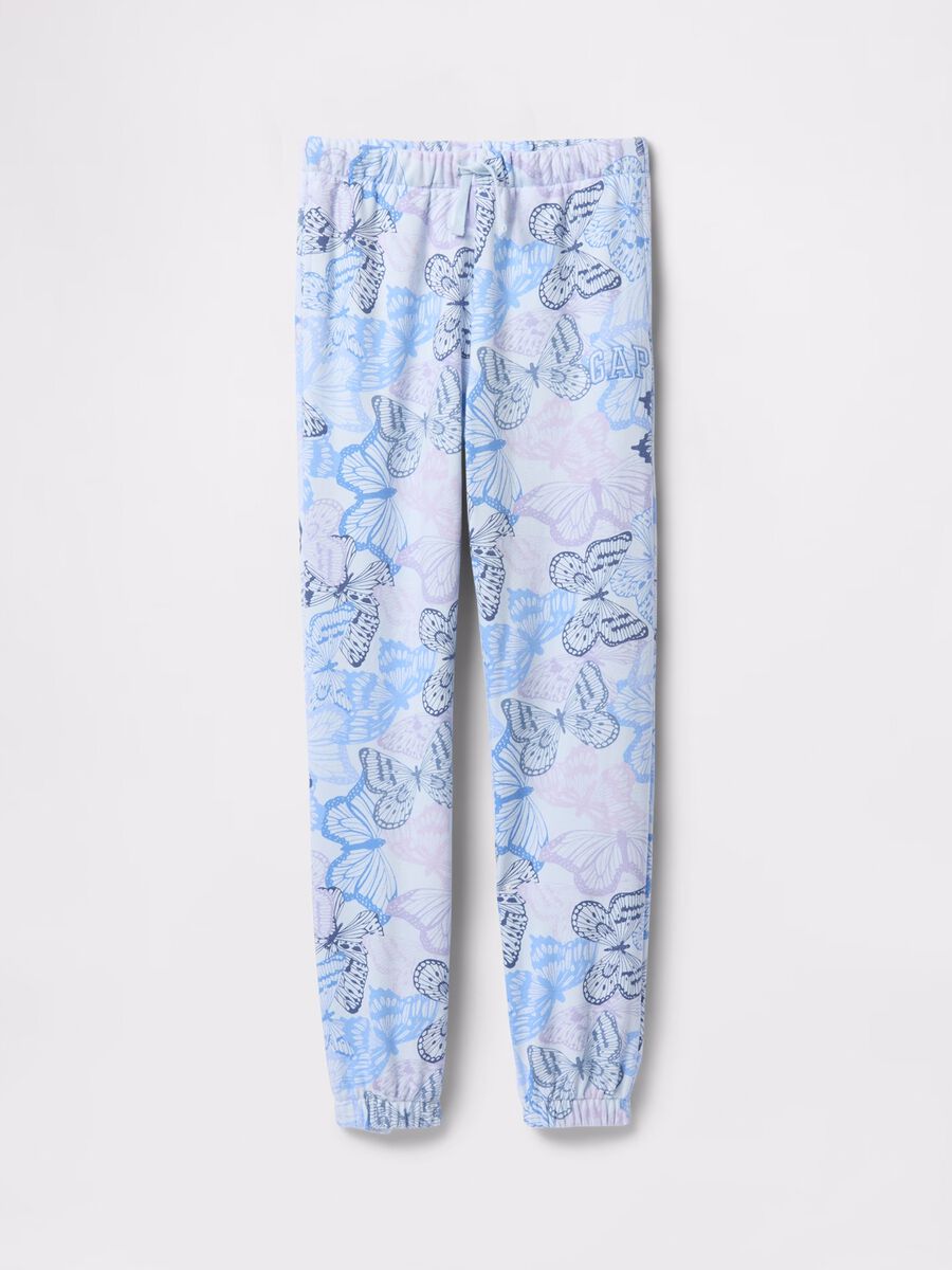 Light blue joggers with drawstring, logo embroidery and butterflies print_4