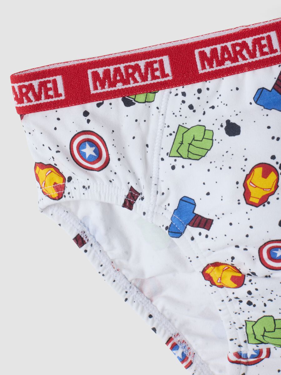 Tripack slip rossi e blu in cotone organico elasticizzato con stampa Avengers_2