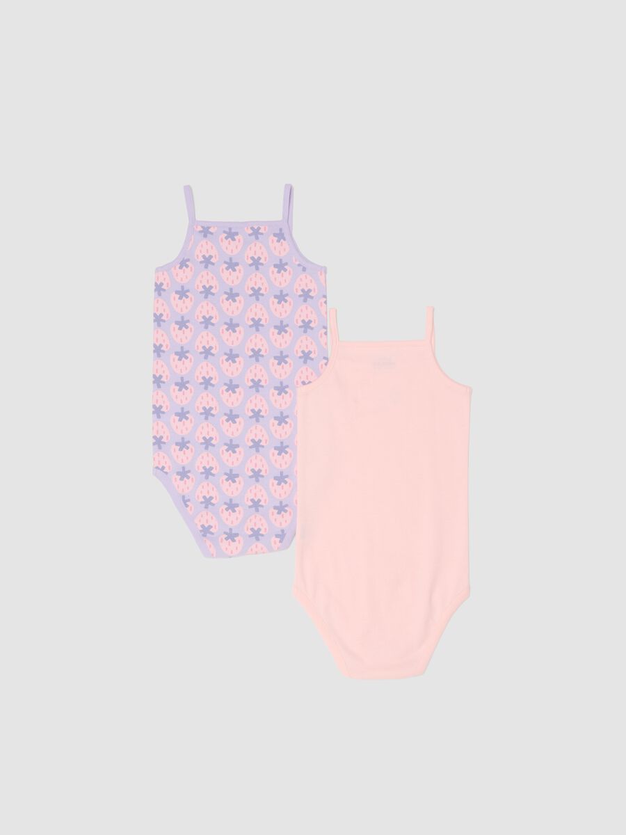 Bipack body rosa in cotone organico con spalline sottili per neonati_1