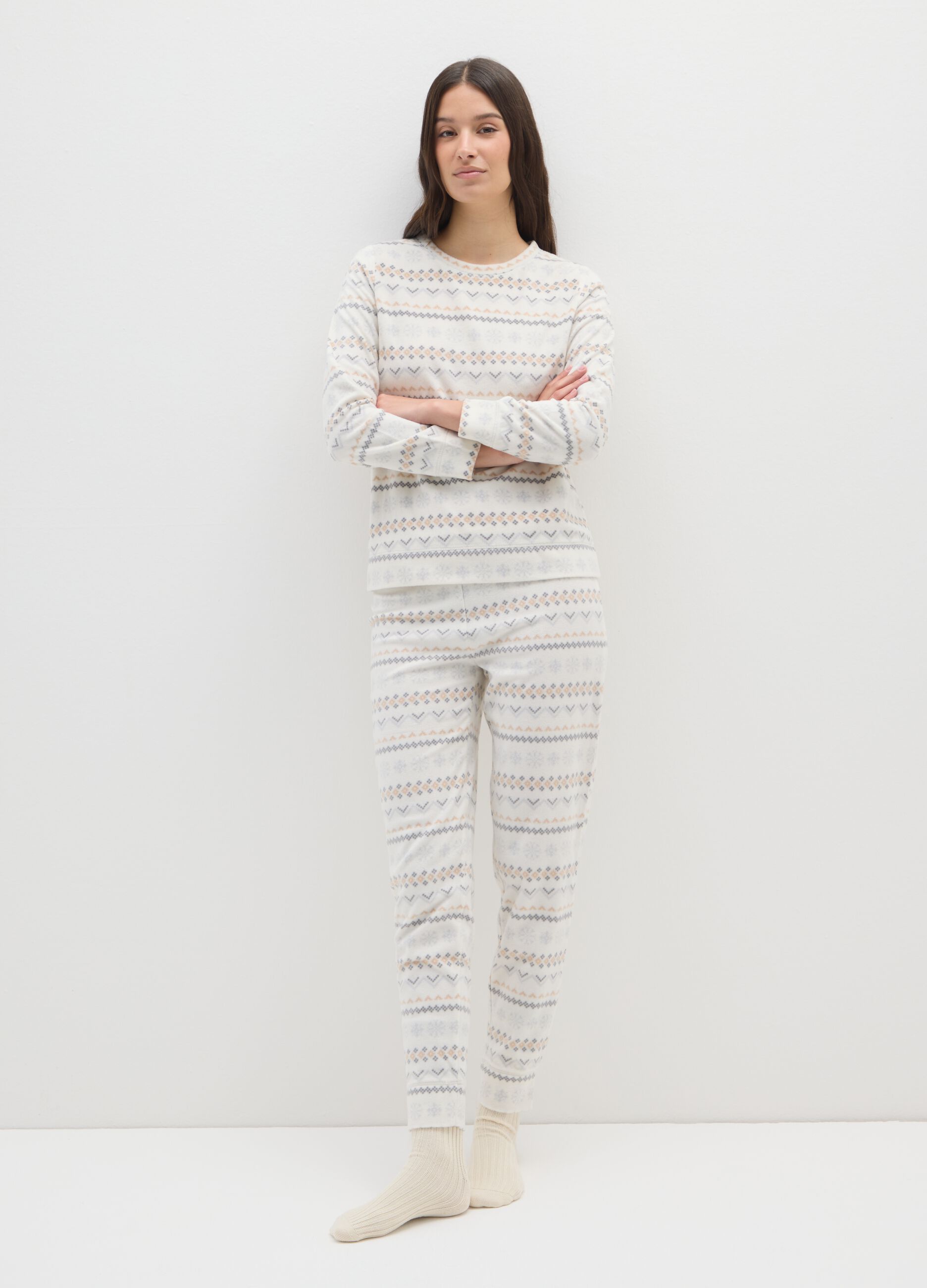 Multicolour fleece pyjamas with regular fit