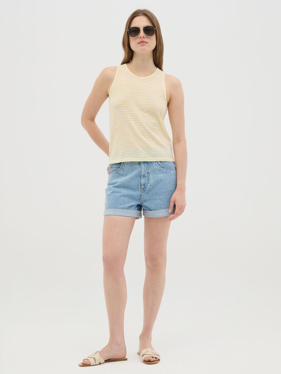 Women's sleeveless top in multicolour cotton blend, regular fit_1