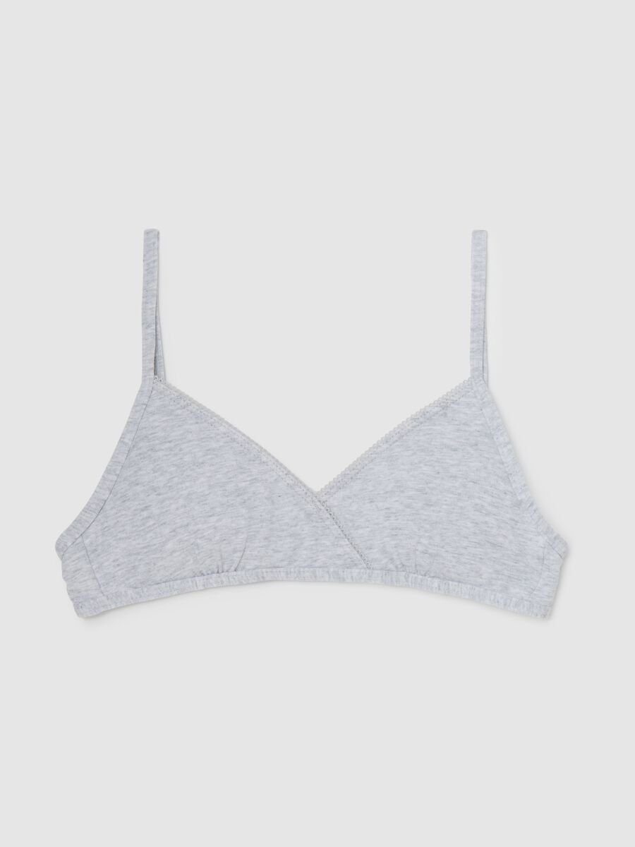 Reggiseno a triangolo da ragazza in cotone elasticizzato grigio_0