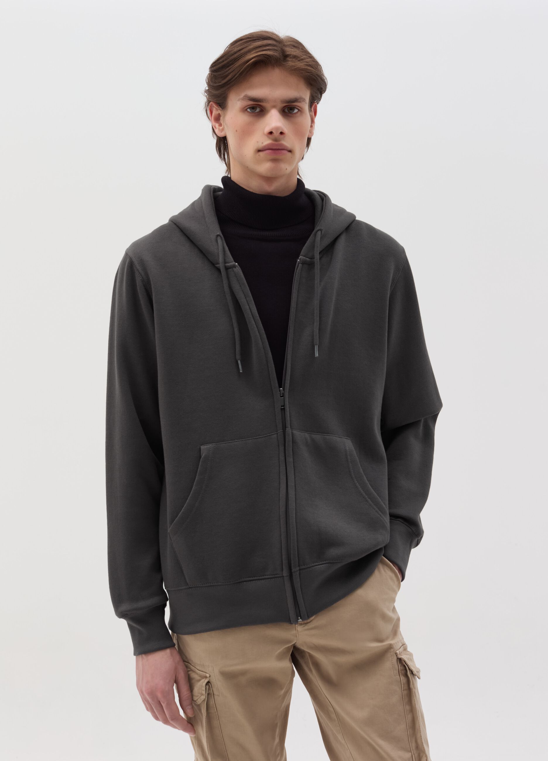 Full-zip plush hoodie