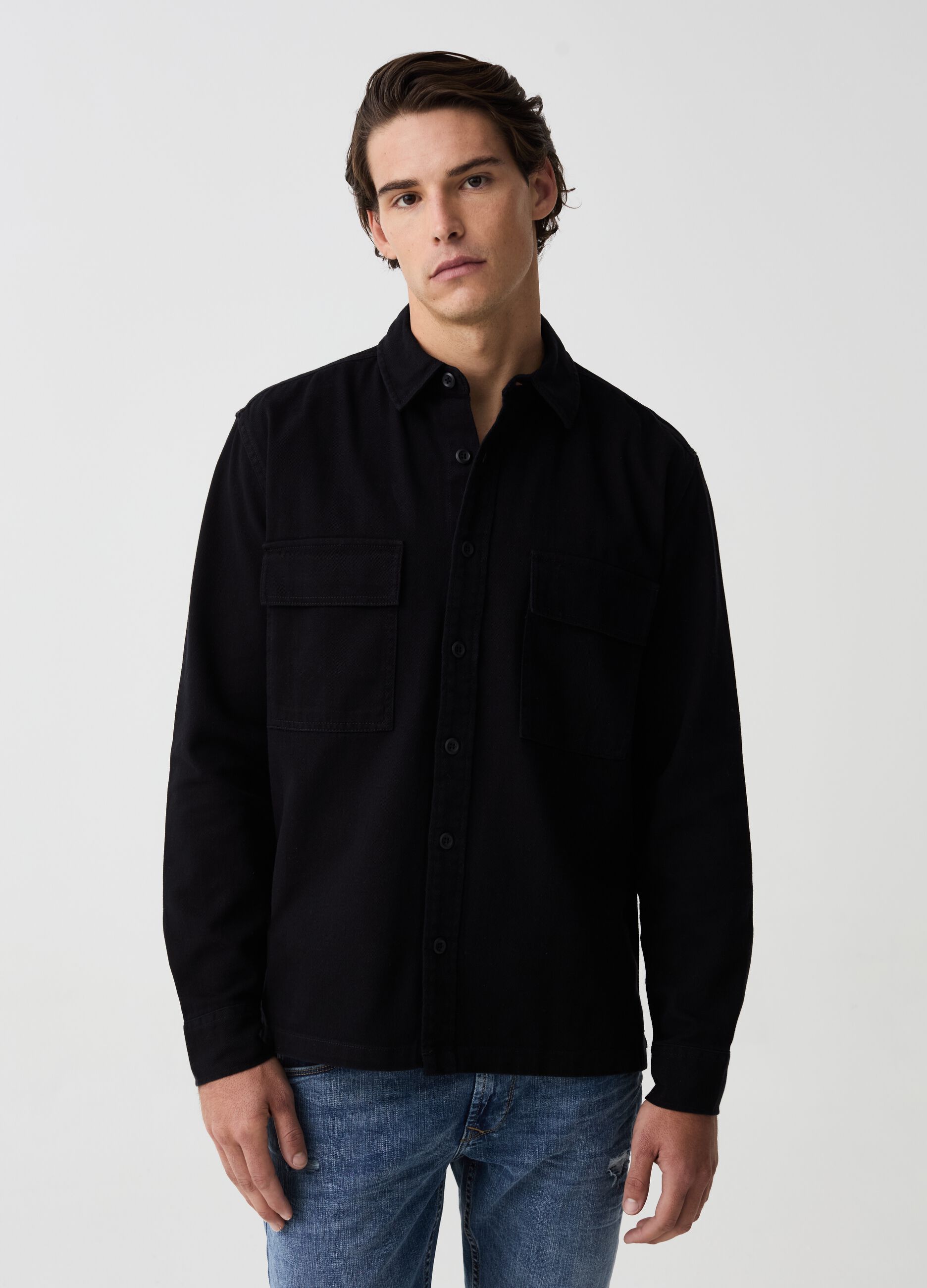 Ovs Shacket in twill di cotone con tasche