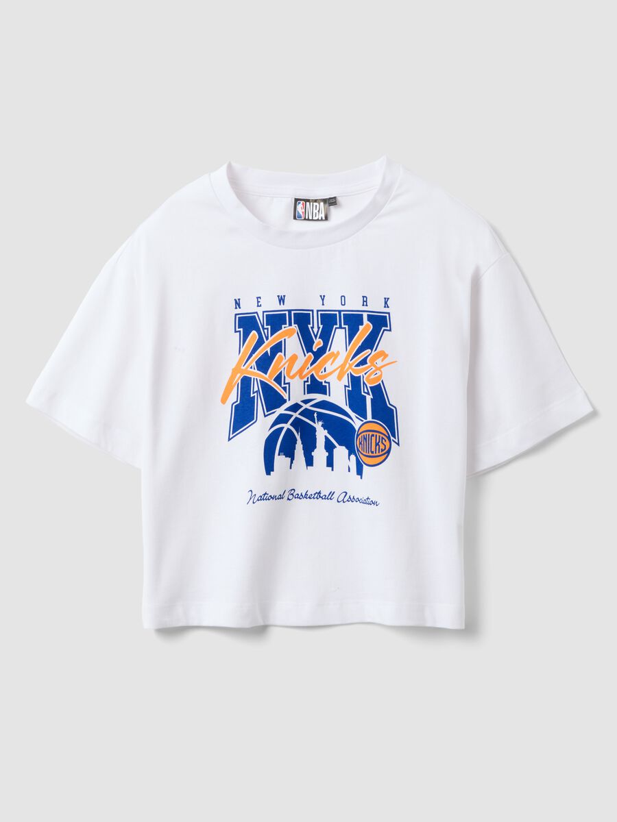 Girl's Regular Fit White Pure Cotton T-shirt New York Knicks_3