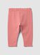 Pink stretch cotton joggers with turn-up hem for baby girl_1