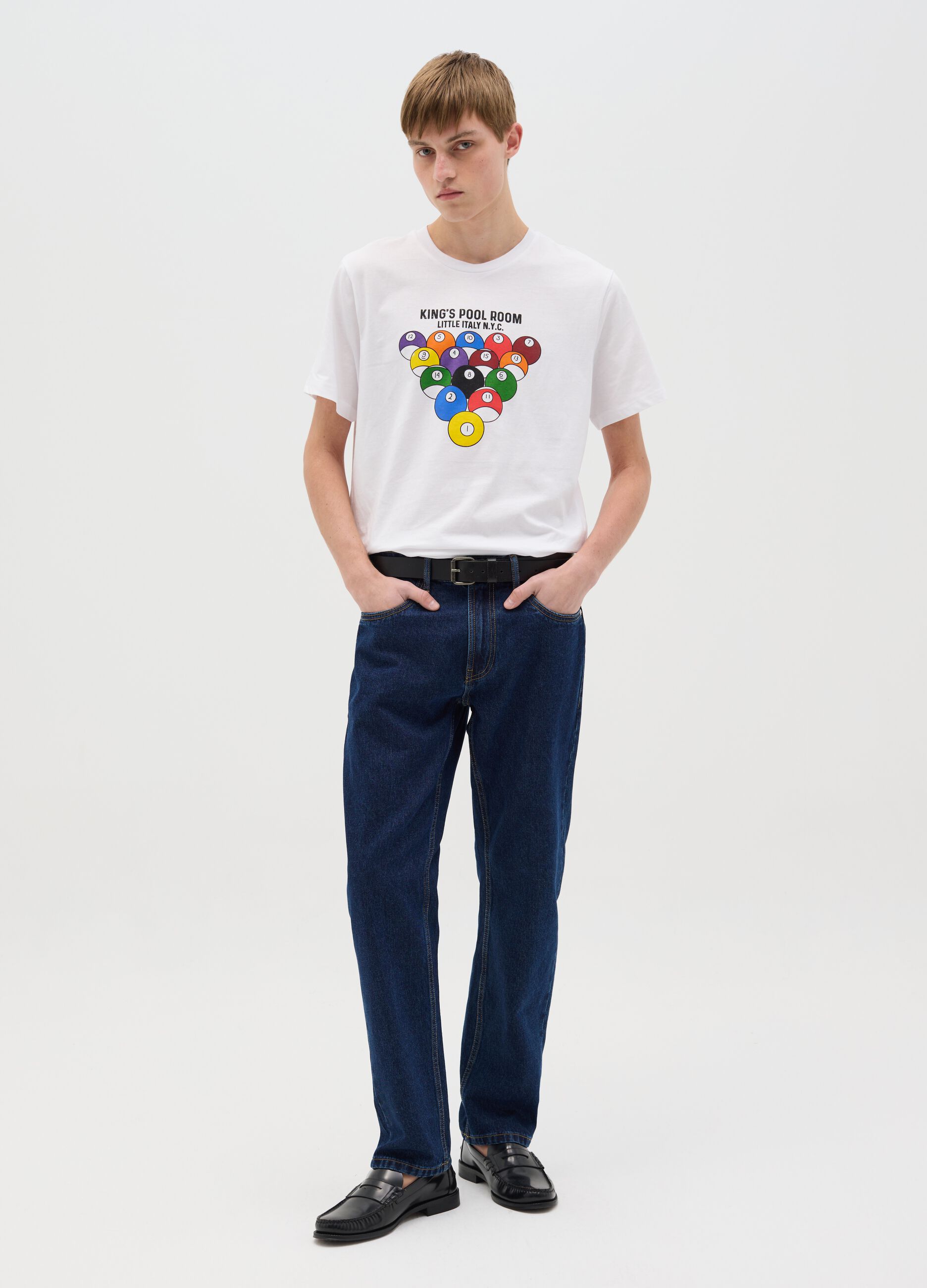 Cotton T-shirt with bowling balls print