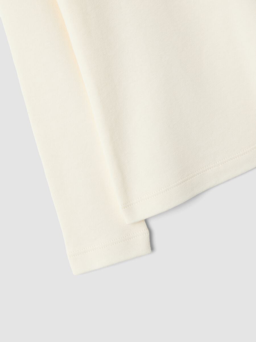 White pure organic cotton T-shirt with raised neck_3
