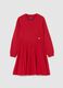 Abito rosso in jersey lavorato da bambina con gonna regular fit_0