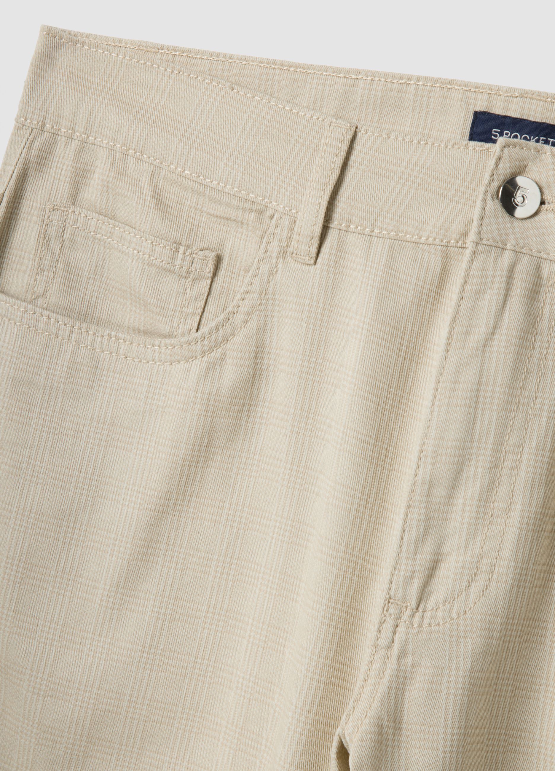 Beige pure cotton regular-fit Bermuda shorts