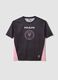Black short-sleeve T-shirt with pink details, regular fit_0