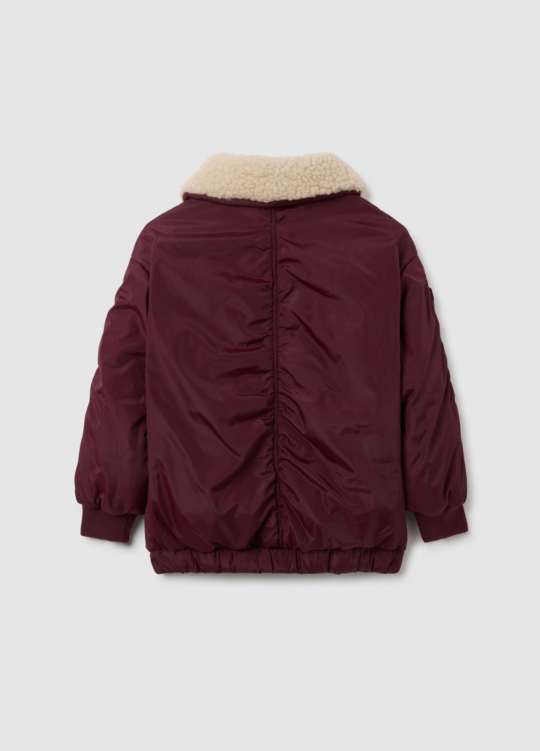 Red padded zip-up jacket for girls