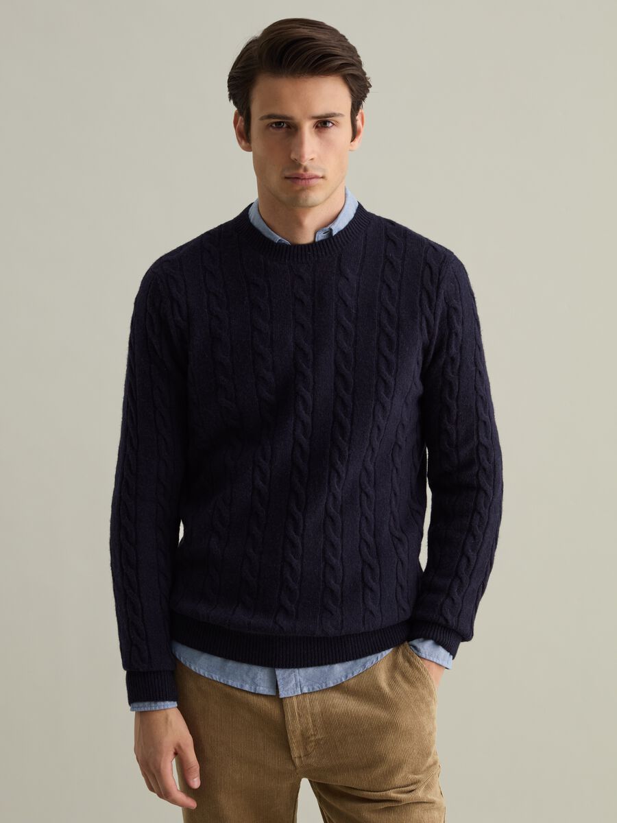 Pullover in cable-knit lambswool_0