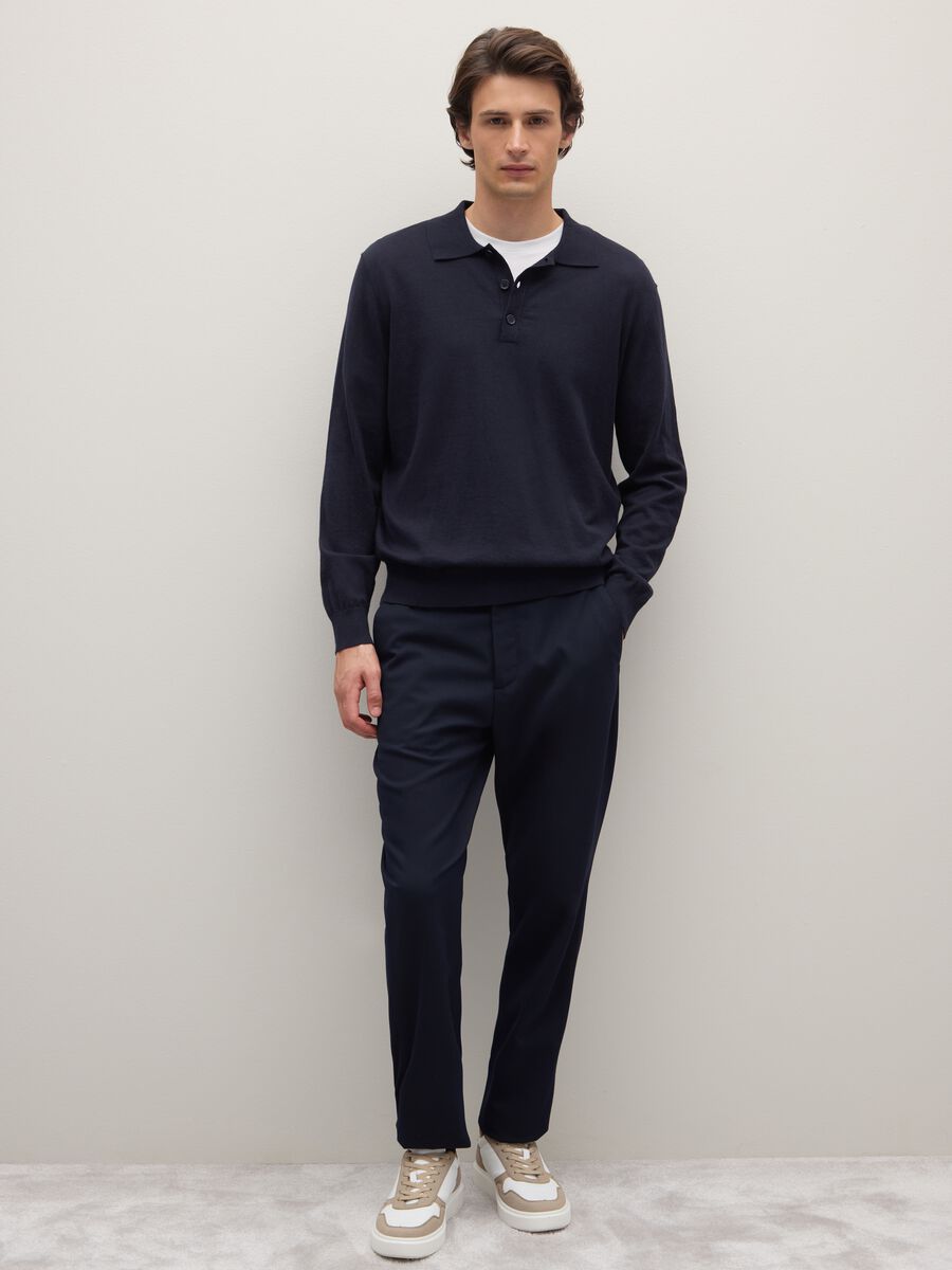 Polo in cotone e cashmere blu regular fit_2