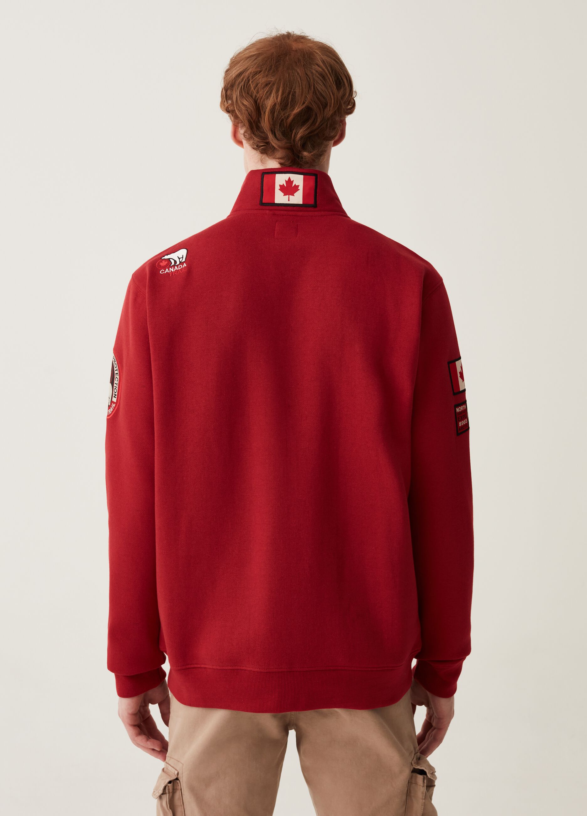 Full-zip in felpa a collo alto con patch_2