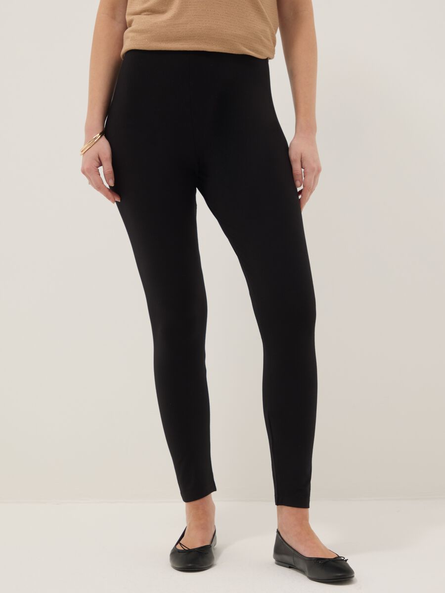 Leggings premaman neri skinny fit in viscosa elasticizzata_1