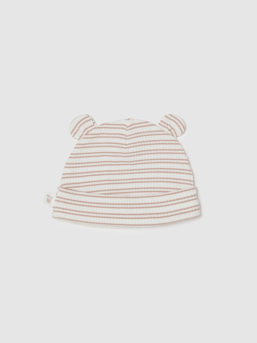 Multicolour Striped Baby Hat in Stretch Cotton_0