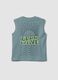 Green pure cotton printed vest top for boys, oversized fit_1