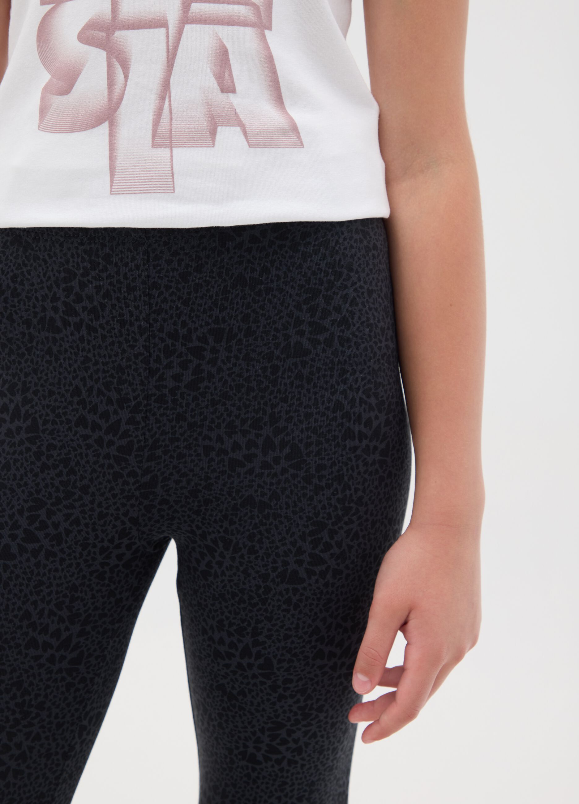 Girls' black skinny stretch cotton trousers