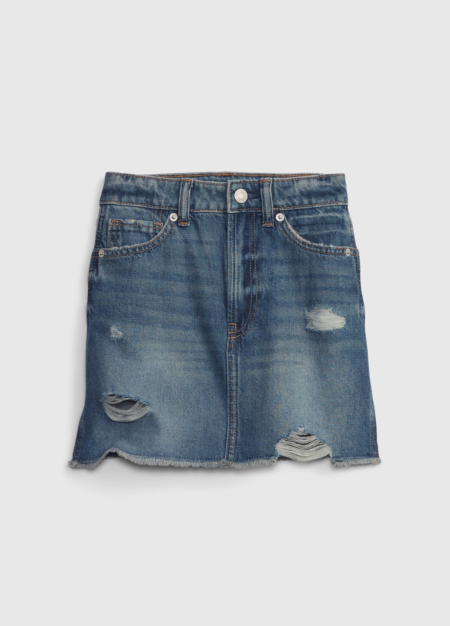 Gonna in denim effetto distressed_0