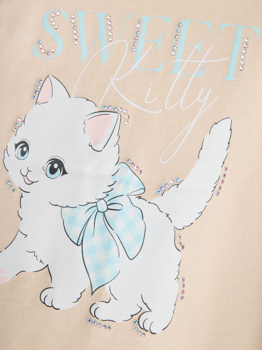 T-shirt in puro cotone beige regular fit con stampa per bambina_3