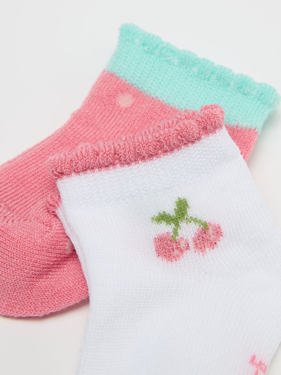 Three-pair pack stretch short socks with cherries design_2