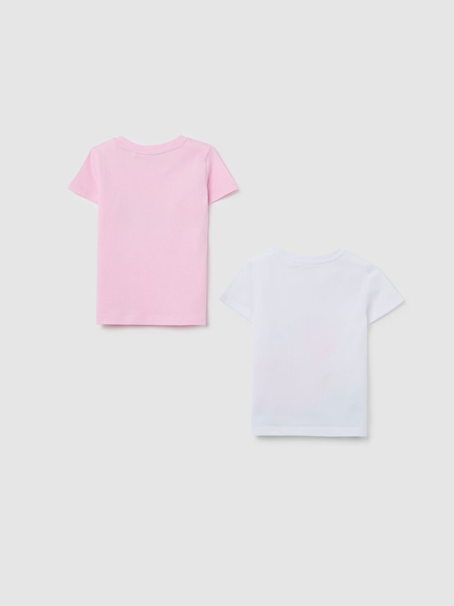 Girl's pink and white T-shirt with summer print_1