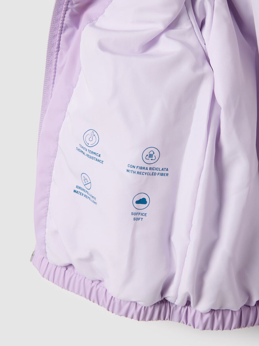 Purple regular fit jacket with hood for baby girl_2