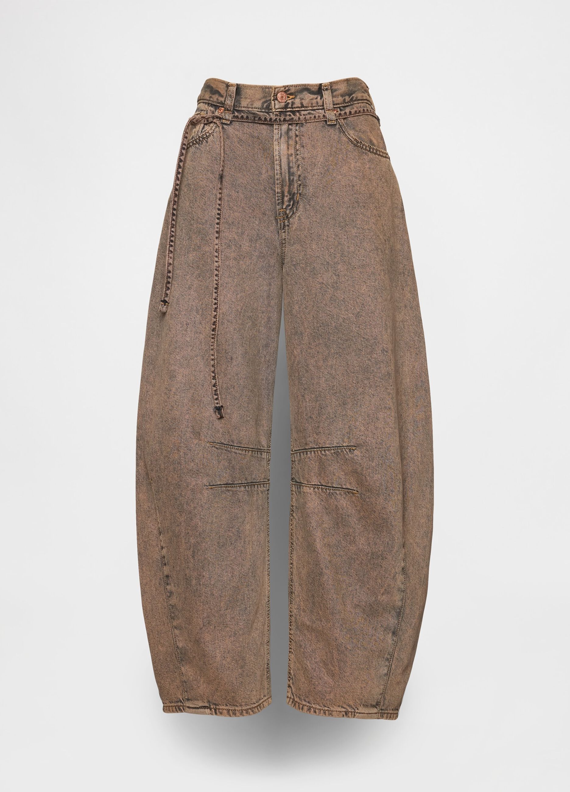 Brown wide-leg trousers in cotton and Lyocell