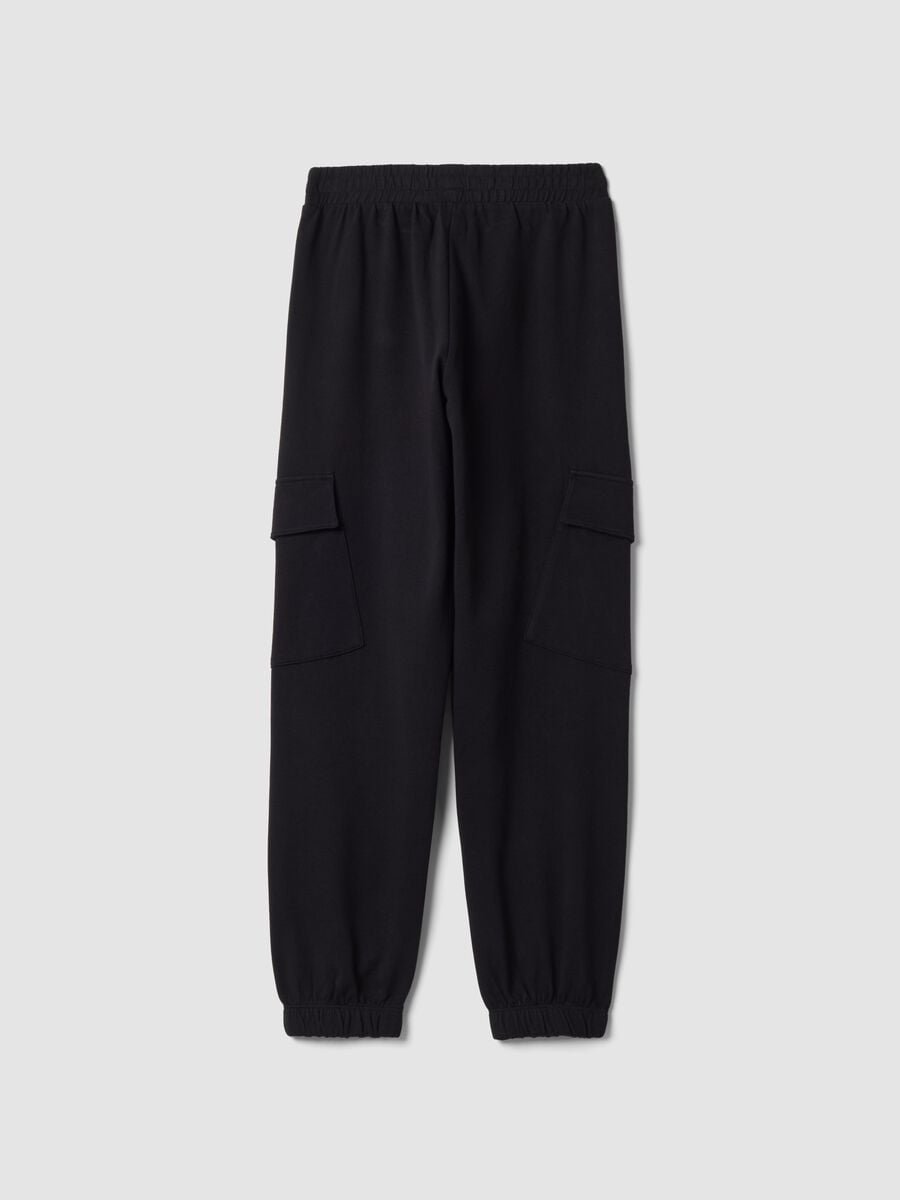 Blue cotton and viscose blend cargo trousers_2